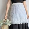 White Lace Embroidered Half Waist Apron Waterproof Cottagecore Kitchen Cooking Apron