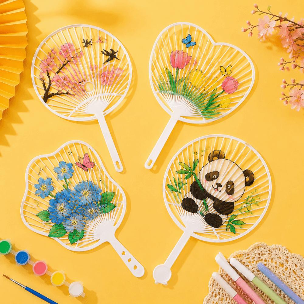 Semi-finished Crafts Hand Fan White DIY Concert Cheer Fan New Hand-held Fan Framework  DIY Project