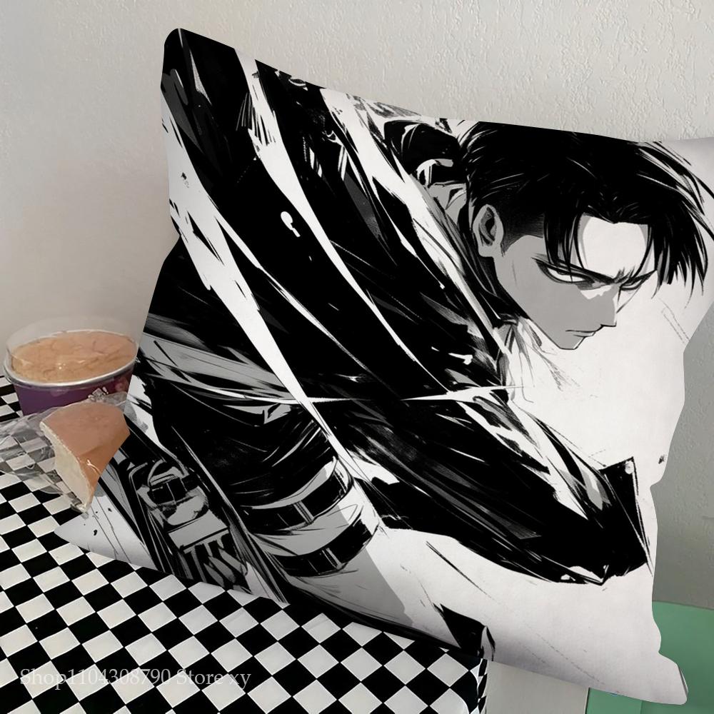 Levi Ackerman Attack On Titan Pillow Case Square Pillow Bedroom Sofa Leisure Comfort Cushion Car Living Room Home Decoration