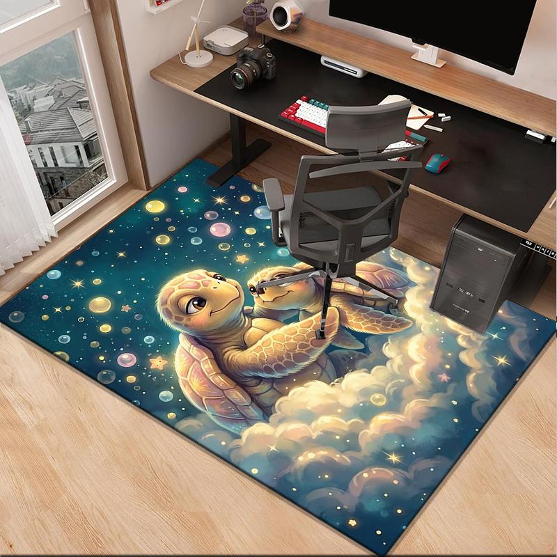 Underwater Two Sea Turtles Office Rug Chair Mat, Entryway Carpet, Suitable for Front Door, Bedroom, Living Room, Desk, Holiday Gift