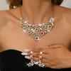 Vintage Necklace Set Ladies 2-Piece Leaf Flower Exaggerated Jewelry Bridal Wedding Accessories