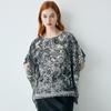100% Mulberry Silk] Spring and Summer New Round Neck High Ethnic Style Printed Short Sleeve Loose Silk T-shirt for Women