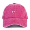 One Women Baseball Cap Love Heart Embroidery Vintage Washed Baseball Cap for Outdoor Activity Urban Wear Dad Hat