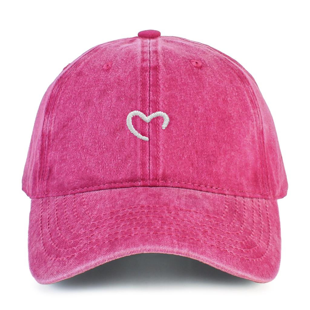 One Women Baseball Cap Love Heart Embroidery Vintage Washed Baseball Cap for Outdoor Activity Urban Wear Dad Hat