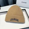 Knitted Hat Women's Autumn and Winter Letter Embroidery Wool Hat Warm Versatile Pullover Ear Protector Cold Hat Men's Trend