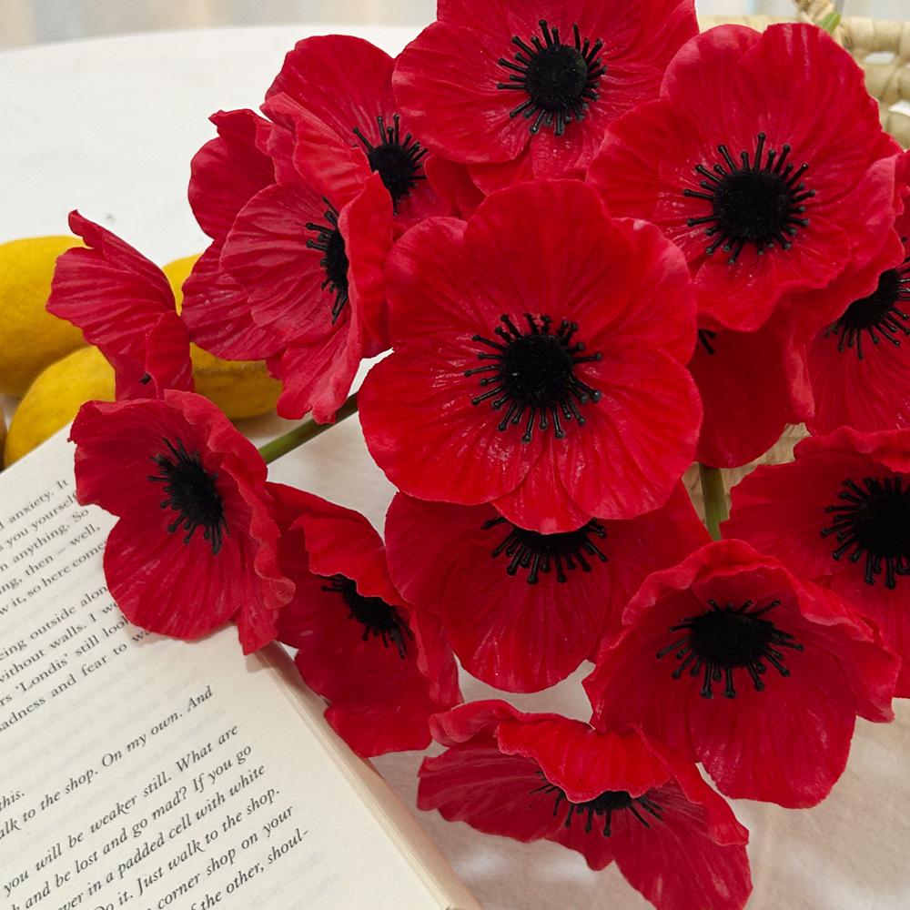 Simulation Pu Poppy Fake Flower, Single Poppy Mini Artificial Flower Home Flower Arrangement Decoration