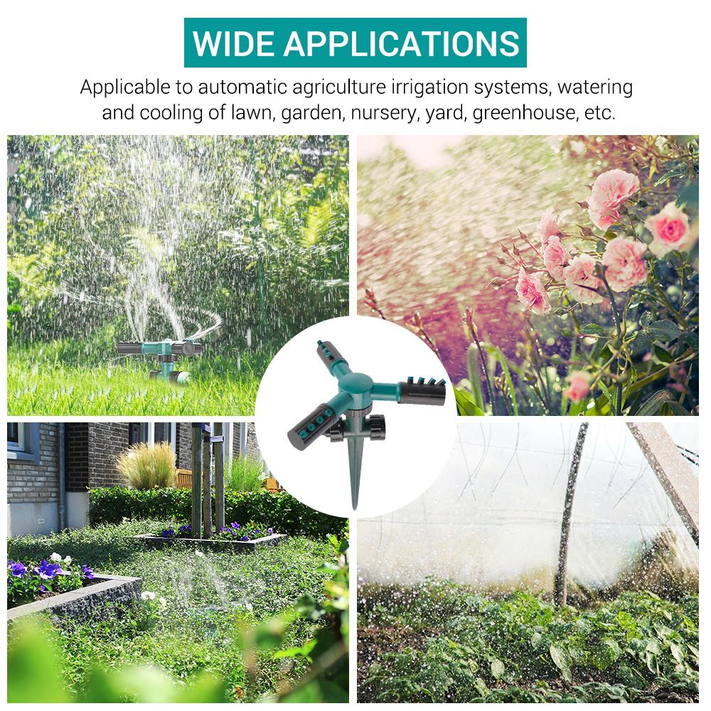 360 Degree Rotating Sprinkler, 3   Arms with 12 Spray Nozzles and Plastic Ground Plug, for Garden Lawn Yard Irrigation Watering
