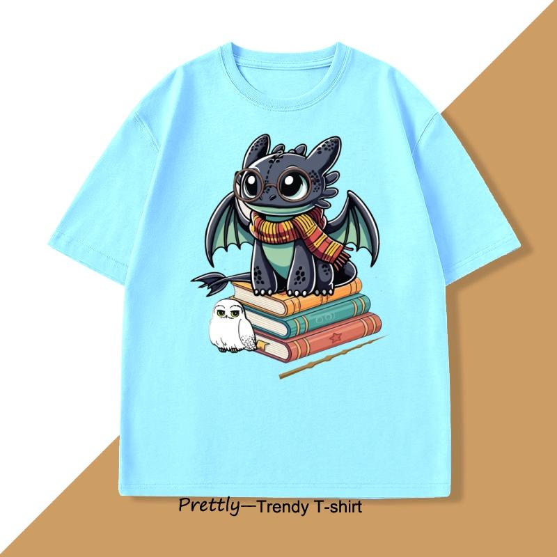 Funny Dragon Graphic Tee Shirt Men Women Vintage Printed Mens Clothes Fun Cotton Short Sleeve Round Neck Tshirt Loose Tees