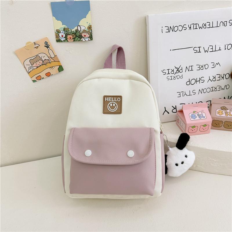 Children's Kindergarten Schoolbag Boys and Girls Children's Fun Solid Color Double Spell Fashion Backpack Large Capacity Burden Reduction Backpack