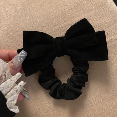 Schwarze Samt Schleifen Scrunchies Kopfschmuck Vintage Mode Koreanisch Süße Mädchen Haarband Pferdeschwanz Herbst Winter Haarschmuck