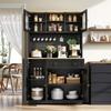 Display Cabinet with Door, Kitchen Cabinet, Tall Cabinet, Adjustable Shelves, Perforated Metal Sheet, Black, 103.5×40×180 Cm