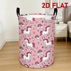 1pc, 2D Flat Laundry Basket, Pink Cute Unicorn Rainbow Pattern, Foldable Large Capacity Dirty Laundry Basket, Suitable for Bathrooms, Bedrooms, Dormit
