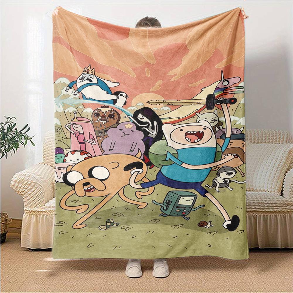 1Pc Adventure Time Characters Blanket For Couch Bed Plush Cozy Fuzzy Blanket Super Soft Warm Blankets For Fall And Winter 0918150