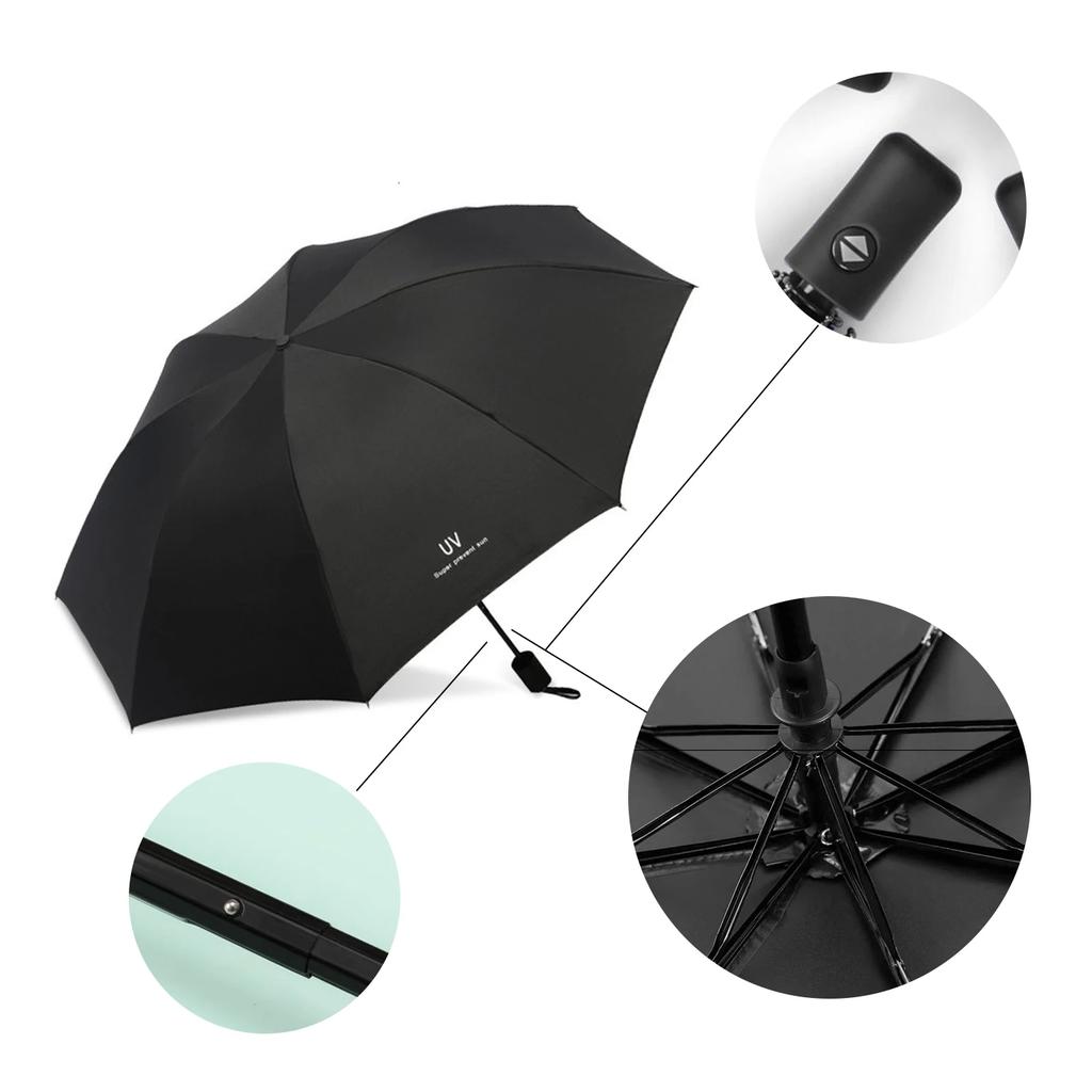 8-Rib Automatic folding Umbrella - Compact, lightweight, durable, UV protection - rain and sun umbrella, automatic sunshade cmc