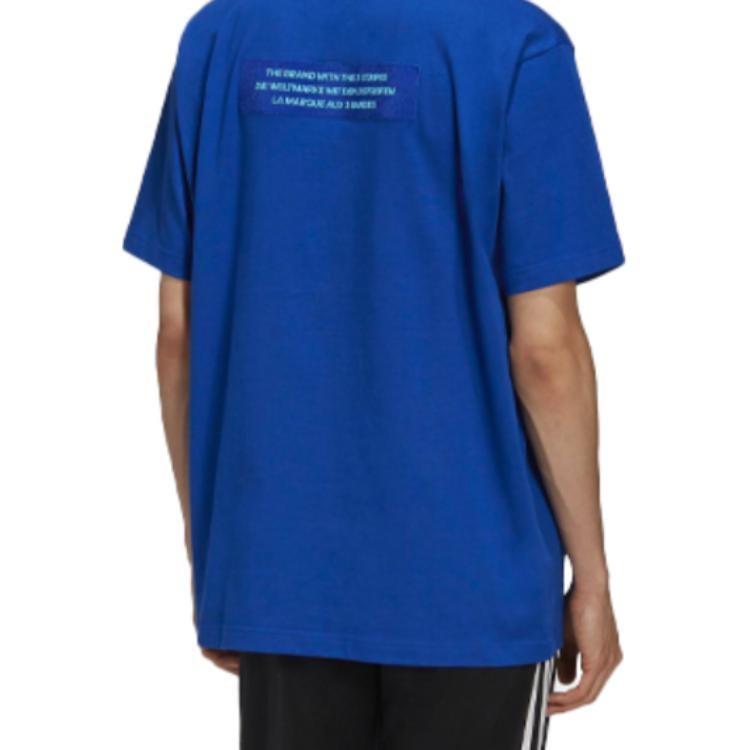 adidas originals Big Trfl Tee Logo Printing Loose Round Neck Short Sleeve Blue Men's H16237