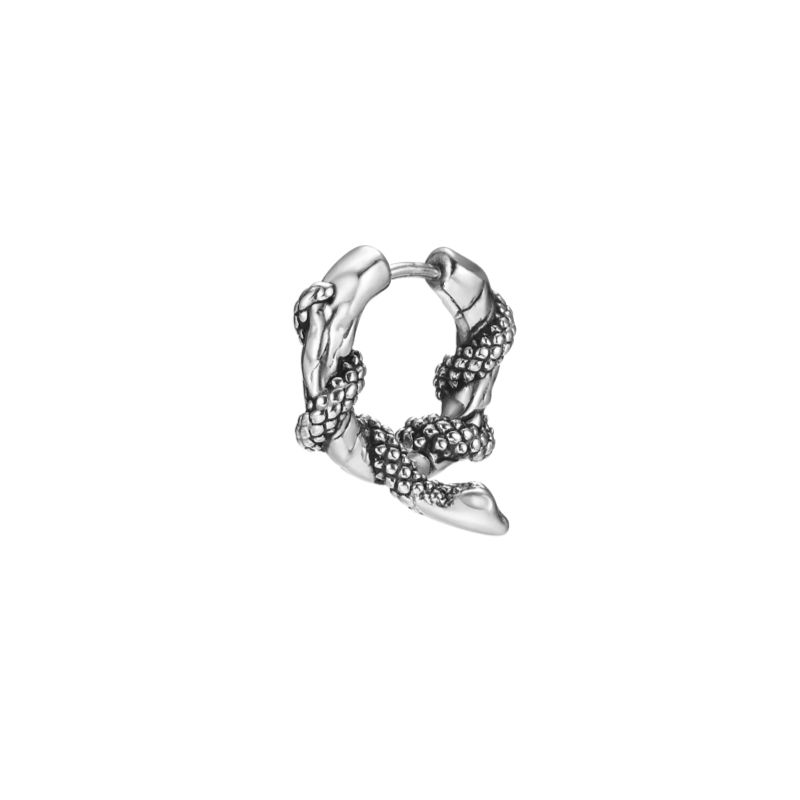 Winding Plate Snake Earrings 2025 New Retro High-Grade European and American Niche Design Earrings Men s and Women s Titanium Steel Earrings Fashion <Single> Coiled Snake Earrings