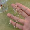 Exquisite Crystal Star Wave Dangle Earrings for Women Long Tassel Imitation Pearl Ear Line Earring Party Wedding Fashion Jewelry