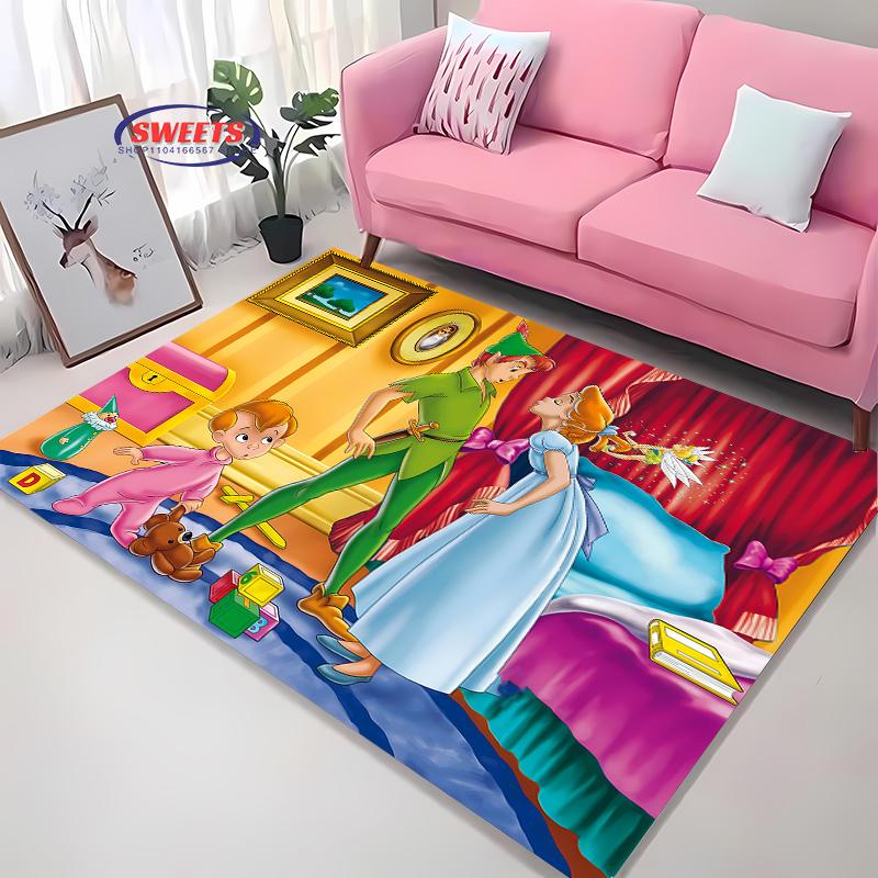 NO.1Cartoon Disney Princess Carpet,Tinker Bell Living Room Bedroom Bed Mat,Comfortable Non-slip Durable Rug,Machine Washable Rug