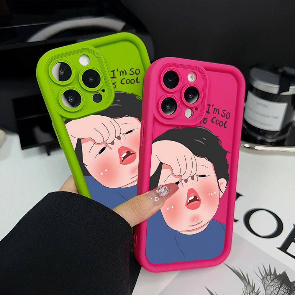 Amazon hot-selling iphone17 mobile phone case pouty funny 14 matte silicone case apple 16promax soft case
