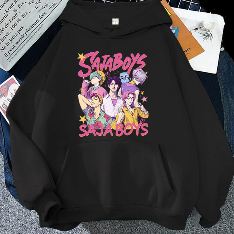 Cartoon Kpop Demon Hunter Printed Hoodie Women Men Hooded Pullover Hip Hop Y2k Fall Winter Long Sleeves Fleece Soft Streetwear