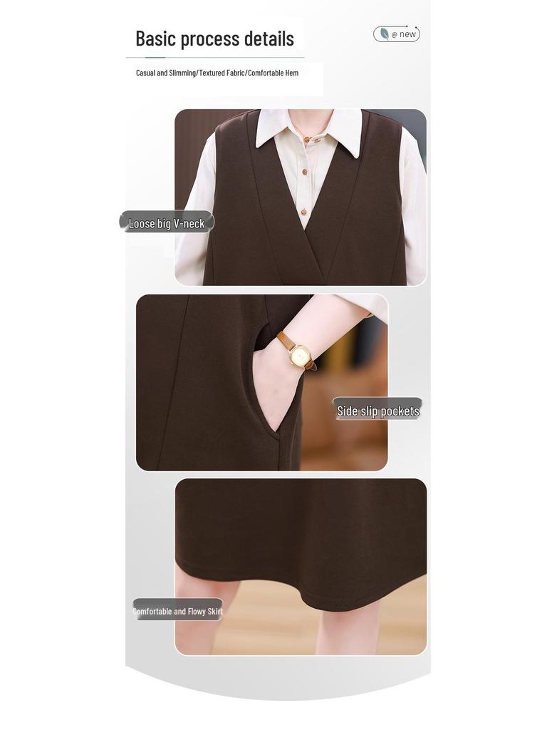 2024 French Chic Sleeveless Vest Dress: Plus Size Mother's Spring & Autumn Fashion