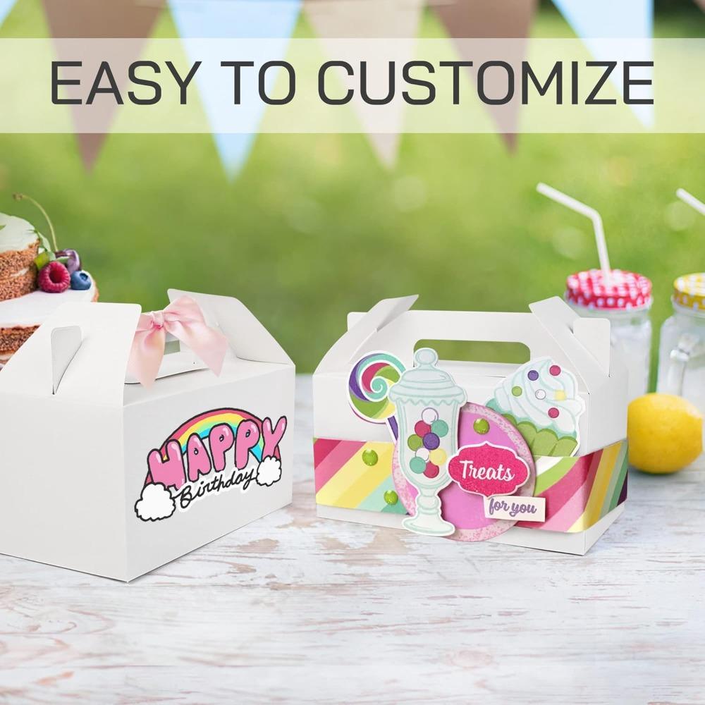 12pcs Gift Boxes Gable Boxes Party Favor Kraft Paper Large Box with Handles White Gift Boxes Goodie Box Portable Gift Wrap Box Gift Packaging Box