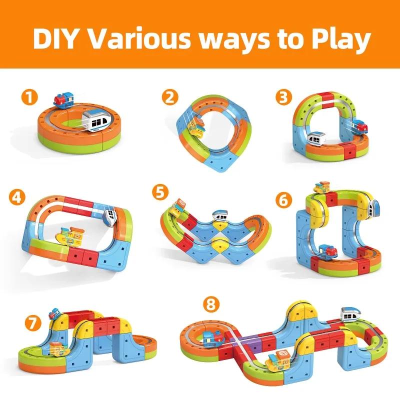 DIY Assembly of Railway Track Car Building Block Set Magic Electronic Train Track Children's Educational Toys Christmas Gifts