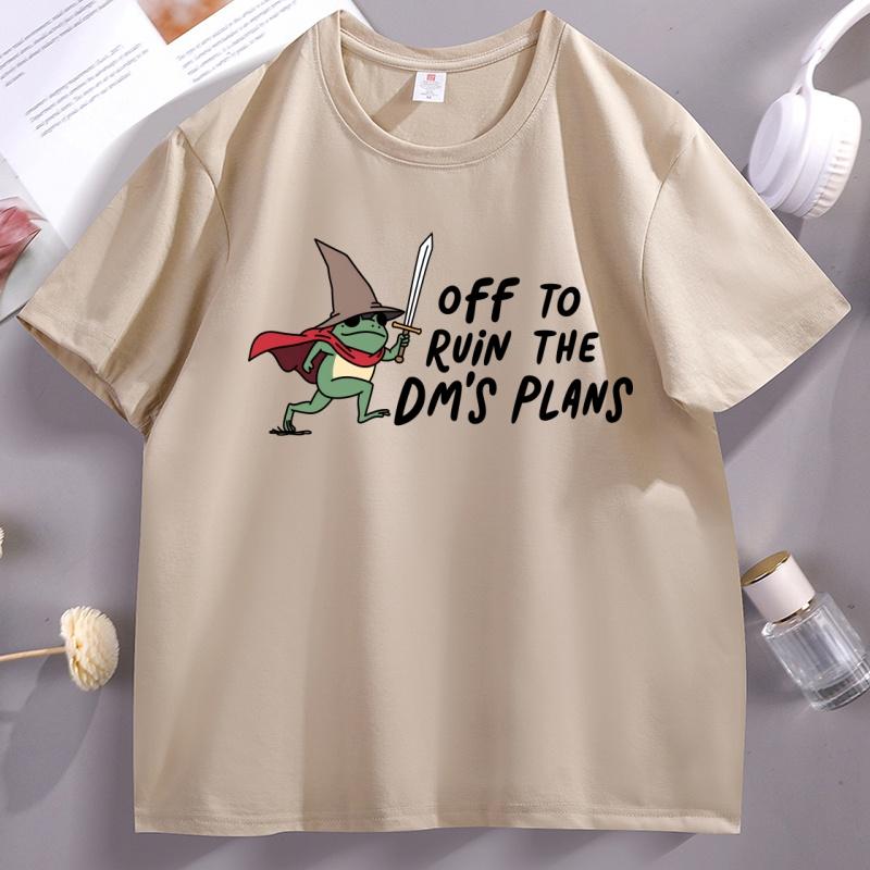 Funny DnD T Shirt Unisex Women Off To Ruin The DM's Plans T-shirts Funny Frog Meme Wizard Knight Cat T-Shirt Unisex Women Streetwear