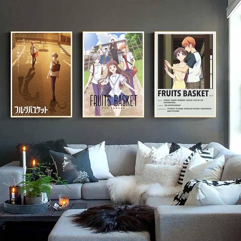Imprimare HD Anime Coș cu fructe Postere hârtie acoperită albă Poster de pictură Wall Art Decor Living Room Home Bar Decor Imagini