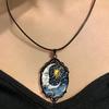 Retro Gothic Moon And Sun Pendant Necklace Women Men Punk Cross Metal Leather Rope Chain Vintage Jewelry Gift