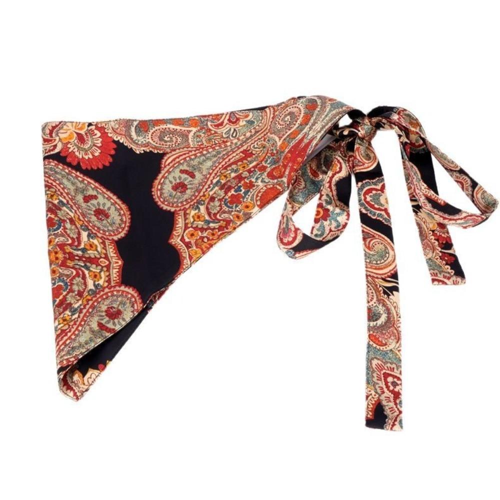 

Ethnic Style Floral Triangular Belt Chinese Style Bohemia Wide Waistband Party чорний