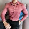 2025 Spring Men Solid Color Business Shirt Men Shirt Fashion Classic Basic Casual Slim White Social Shirt Autumn