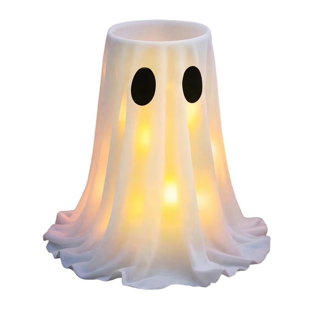 Expandable Halloween Ghost Candy Holder Storage Stand Outdoor Porch Front Door Yard Decoration Prop with LED Light Effect