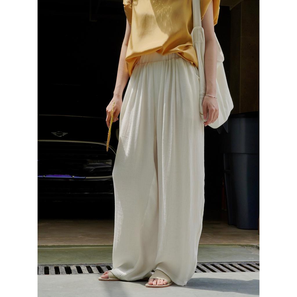 Johnature Summer Korean Lazy Loose Wide-leg Pants Casual Waisted Stretch Draped Sunscreen Trousers For Women