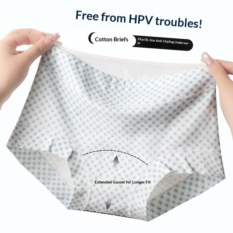 Plus Size Women's Pure Cotton 10A Antibacterial Extended and Wide Crotch Skin Friendly and Comfortable Flat Angle Underwear