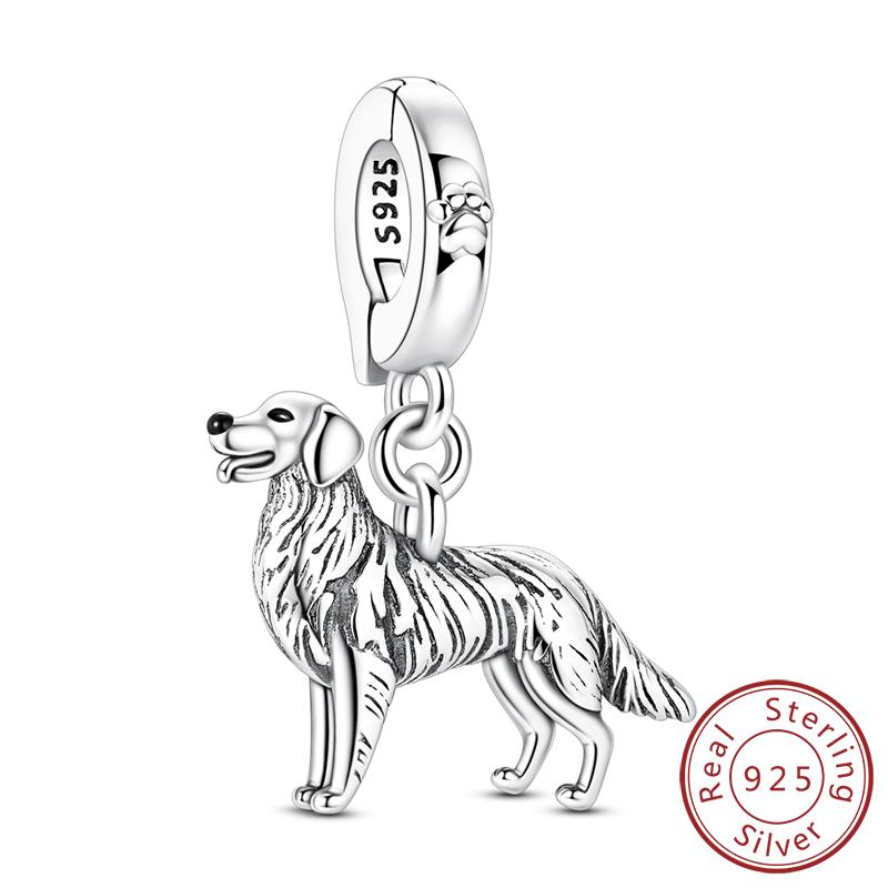 925 Silver Teddy Poodle Dog Cat Charms Beads Pendant Universal Buckle Fit Bracelet DIY Jewelry Gift