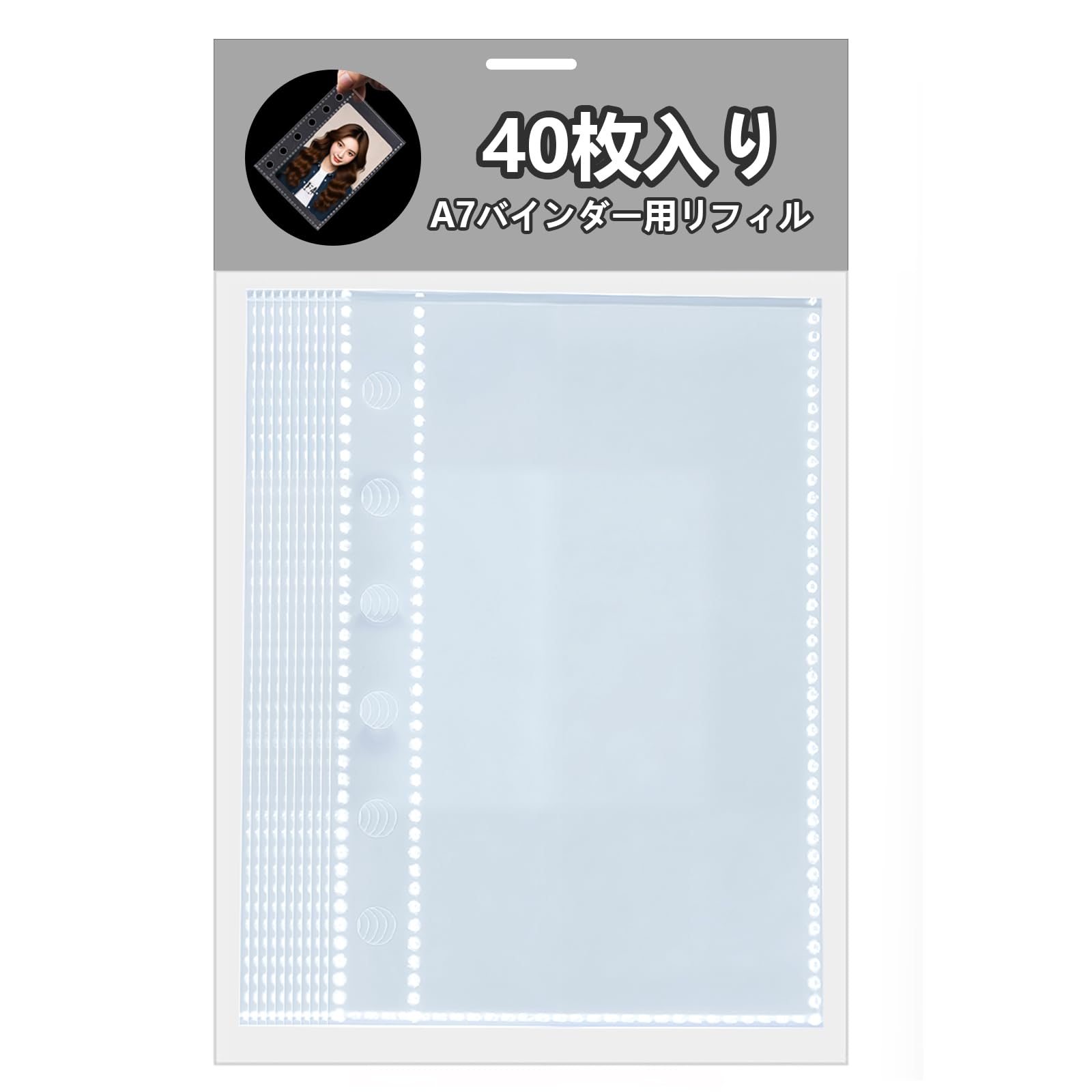 

KTEBO A7 Clear Sticker 40 Mini 6 Peelable Release Paper Sticker Book for Binders Pad, Sheets, Refill, 6-Hole (19mm) Pad, Clear,