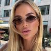 Ashion Small Polygonal Sunglasses For Women Luxury Brand Rmless Brown Rhombus Sun Glasses Woman Vintage Metal Shades Eyewear