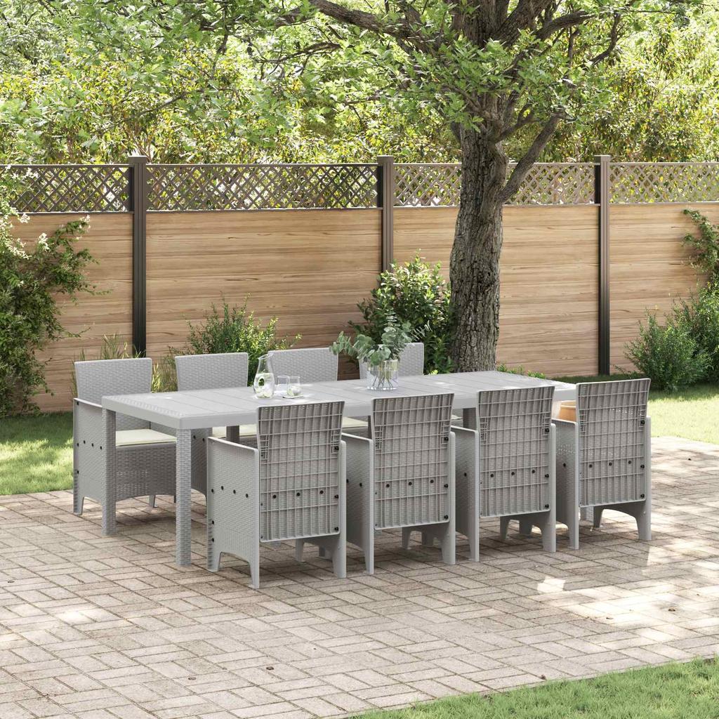 Garden Dining Set 9 Pieces White Polypropylene