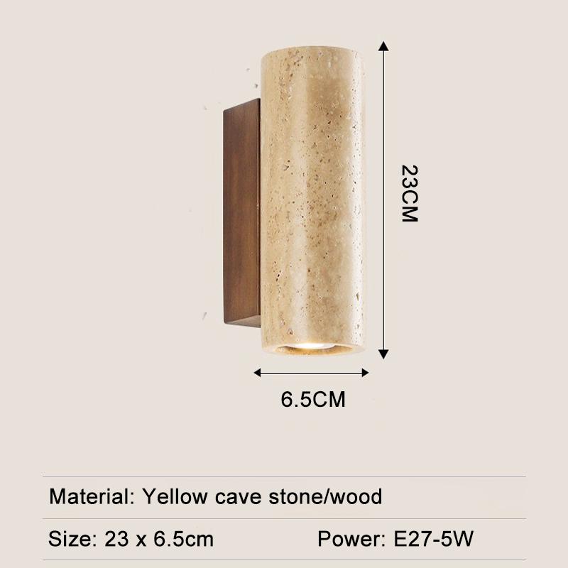 Natural Yellow Travertine Japanese Style Wabi Sabi Bedroom Bedside Lamp Homestay Living Room Villa Courtyard Balcony Wall Light