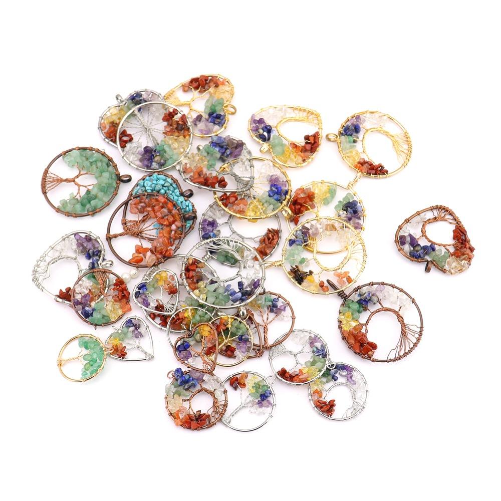 Natural Gravel Crystal Tree Of Life Colorful Natural Fortune Tree Necklace Pendant Direct Sales N737
