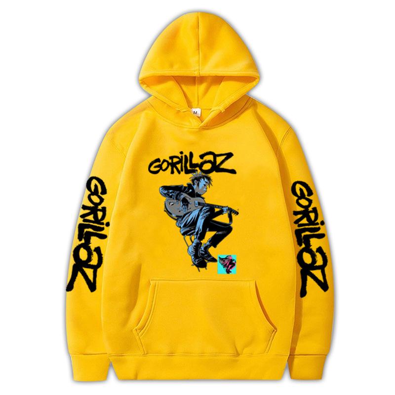 2023 Autumn-Winter GORILLAZ Cartoon Pullover Hoodie - Plus Size Trendy Hooded Sweatshirt