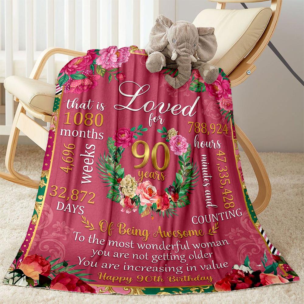 90. Geburtstag Flanelldecke - Weich und geeignet für Sofas, Betten, Büros, Reisen, alle Jahreszeiten, tolles Geschenk für Feiertage und Geburtstage.