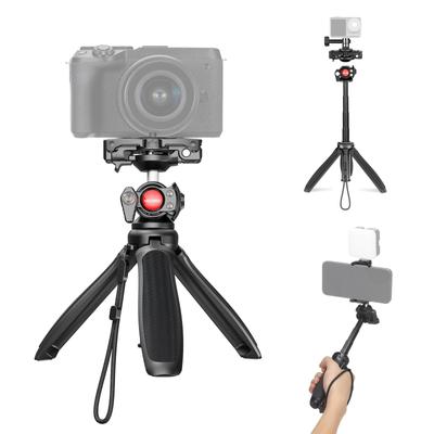 Trípode para teléfono inteligente NEEWER TP38 de 38 cm, palo selfie telescópico, trípode de metal, adaptador de cámara para teléfono inteligente, compatible con Hero 12, 11, 10, 9, cabezal esférico de viaje