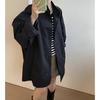 Korean Chic Retro Spring Stand Collar Long Sleeve Mid-Length Trench Coat for Women