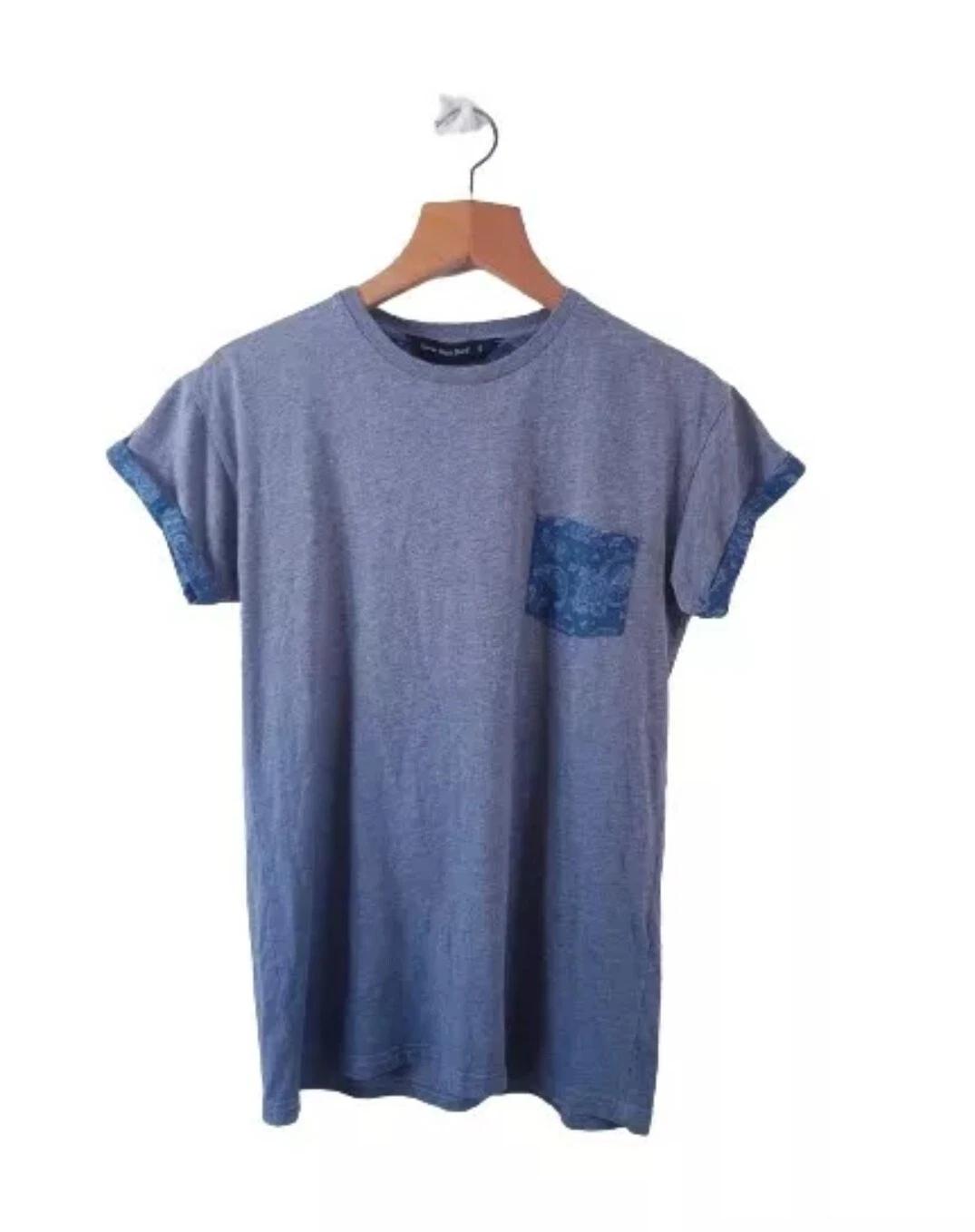 Mens Grey Slim Fit Short Sleeved T shirt Top Size Small L