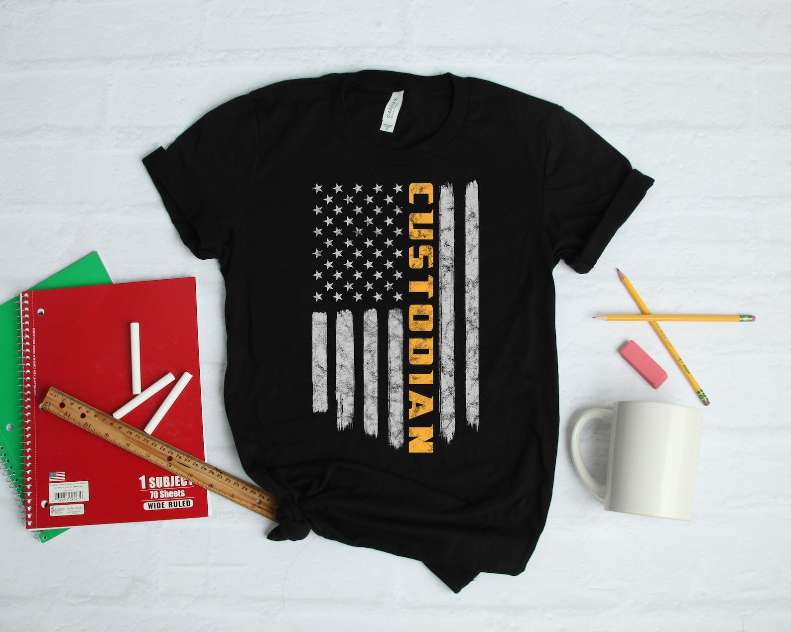 Custodian American Flag USA | T-Shirt | T-shirt | T-shirt |T-shirt | Apparel Gift XL