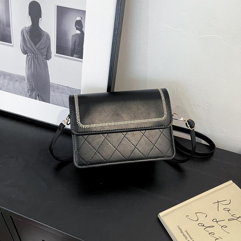 

Модная текстурная сумка-мессенджер на одно плечо, женская весенняя универсальная темпераментная маленькая квадратная сумка, простая чёрный