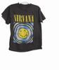 Nirvana Mens Dark Gray Cotton T-Shirt Smiley Graphic Short Sleeve Crew Neck S
