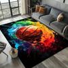 Vibrant Basketball Print Area Rug - Non-Slip Polyester Carpet for Bedroom & Living Room Decor, Crystal Velvet, Modern Home Decor Mat with Bo